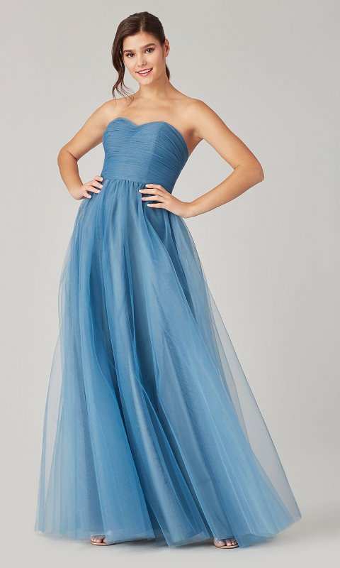 Tulle Long Strapless Bridesmaid Dress by KL-200204