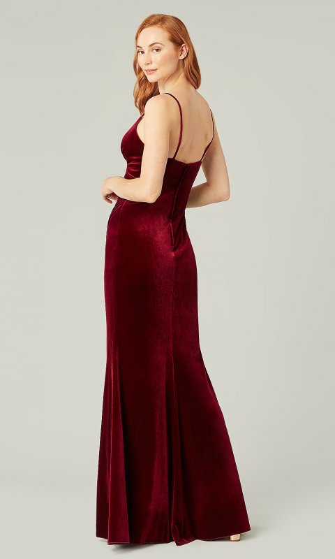 Velvet Long V-Neck Bridesmaid Dress by KL-200211