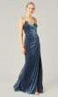 Long Sapphire Blue Velvet Bridesmaid Dress KL-200211s