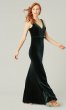 Long Velvet V-Neck Bridesmaid Dress with Bow KL-200212