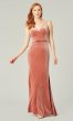 Pink Quartz Long Velvet Bridesmaid Dress by KL-200212q