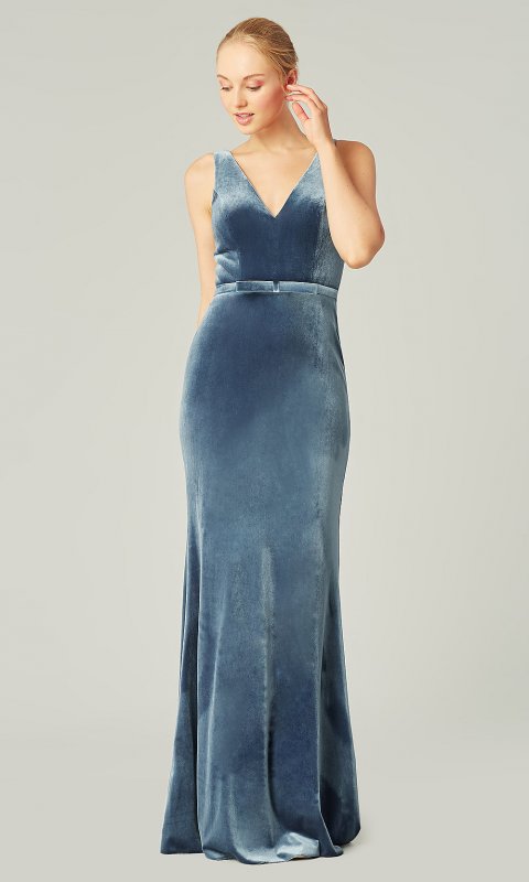 Topaz Long Velvet Bridesmaid dress by KL-200212t