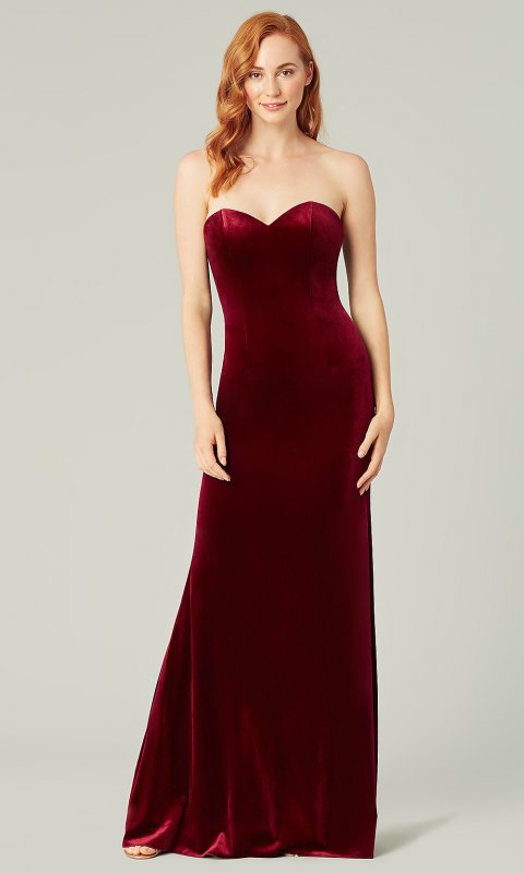 Velvet Ruby Long Strapless Bridesmaid Dress KL-200214r