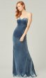 Strapless Long Velvet Bridesmaid Dress by KL-200214t