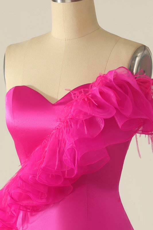 Fuchsia Sweetheart Short Homecoming Dress with Ruffles E202283490