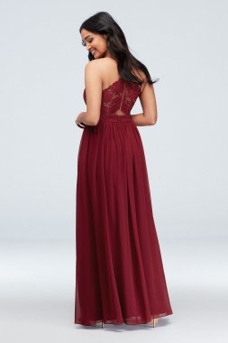 Glitter Lace Bodice Stretch Gown with Back Cutouts 3930ZT3D