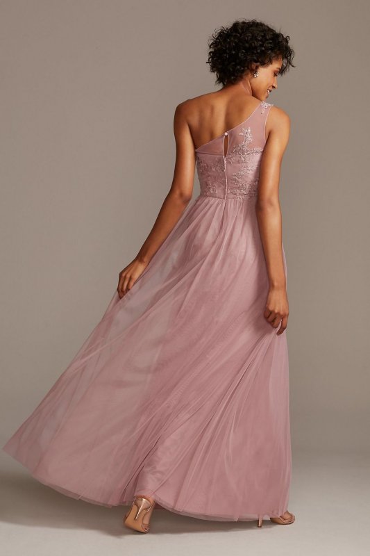 One-Shoulder Embroidered Net Tall Bridesmaid Dress 4XLF20121