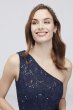 One-Shoulder Ruched Sequin Lace Mermaid Dress DS270016