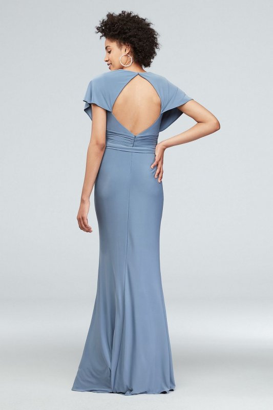 Jersey Flutter Sleeve Dress with Ruched Waistline DS270053