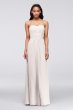Long Strapless Chiffon Dress with Pleated Bodice F15555