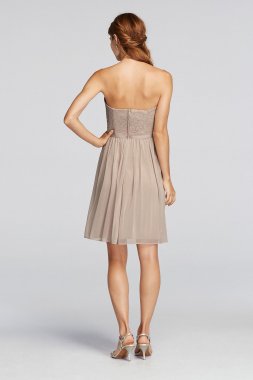 One Shoulder Short Dress with Illusion Neck F15607
