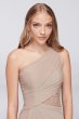 One-Shoulder Mesh Bridesmaid Dress with Lace Inset F19419