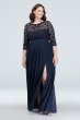 3/4-Sleeve Illusion Lace and Mesh Bridesmaid Dress F19908