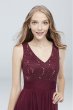 Mesh and Sequin Lace Dress with Pleated Waist W60082