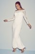 Off-the-Shoulder Long Sleeve Lace Draped Gown 184213DB
