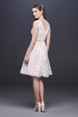 Shimmering High-Low Dress with Beaded Waist 184634DB