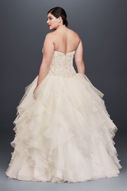 Organza and Lace Ruffled Plus Size Wedding Dress 4XL8NTCWG568