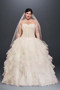 Organza and Lace Ruffled Plus Size Wedding Dress 4XL8NTCWG568