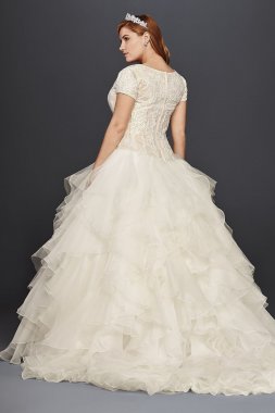 Short Sleeve Modest Wedding Dress 4XL8SLCWG568