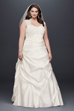 Cap Sleeved Side-Draped Plus Size Wedding Dress Collection 4XL9T3090