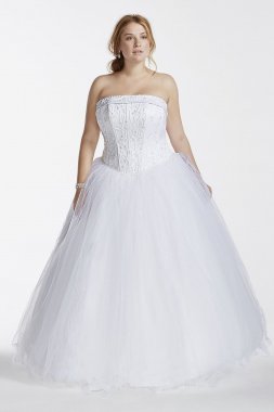Tulle Plus Size Wedding Dress with Beaded Satin Collection 4XL9T8017