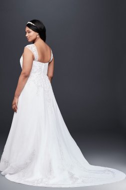 Organza Banded Wedding Dress with Sequin Appliques CWG812