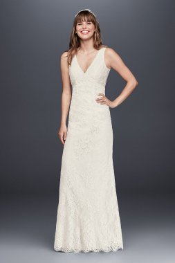 All Over Lace Wedding Dress with Tank Sleeves 4XLKP3783