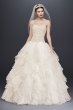 Beaded Lace and Organza Wedding Dress with Ruffles 4XLNTCWG568