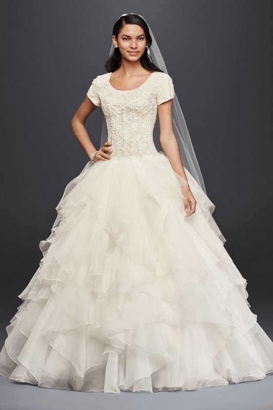 Short Sleeve Modest Wedding Dress 4XLSLCWG568