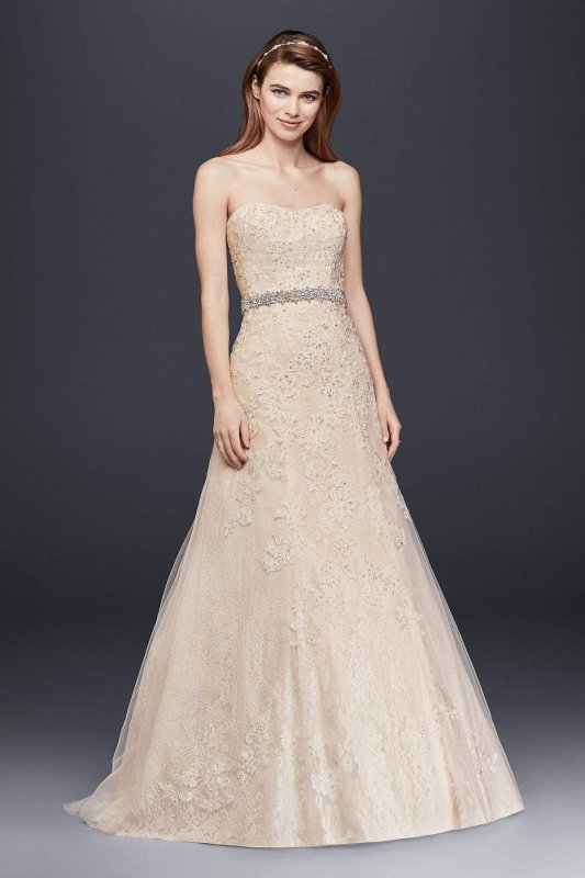 Jewel Lace A-Line Wedding Dress with Beaded Detail 4XLWG3755
