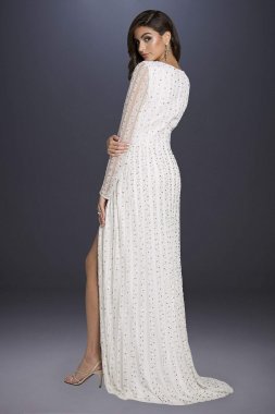Strapless Tall Plus Satin Wedding Dress with Slit 4XL9WG4017