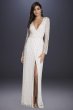 Blair Long-Sleeve Beaded Surplice Sheath Gown 51007