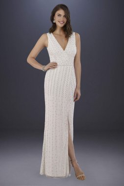 Brandy Beaded Faux-Wrap V-Neck Wedding Dress 51018