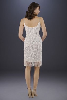 Demi Beaded Short Fringe Hem Wedding Dress 51040