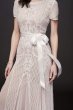 Short Sleeve Illusion Beaded Sheath with Godets 5265