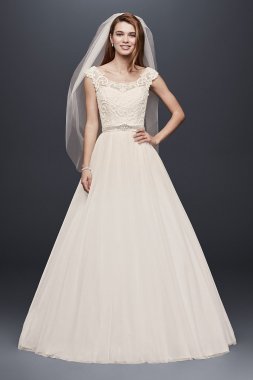 Petite Wedding Dress with Illusion Neckline Collection 7NTWG3741