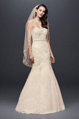 Tie Back Beaded Lace Petite Mermaid Wedding Dress Collection 7WG3909