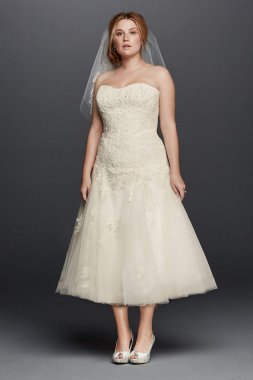 Tea Length Plus Size Wedding Dress 8CWG743