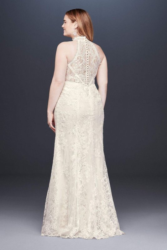 Lace High-Neck Halter Plus Size Wedding Dress 8MS251192