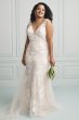 Deep V Plus Size Wedding Gown with Floral Applique 8MS251200