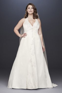 Lace Plus Size Sheath Wedding Dress with Overskirt 8CWG816