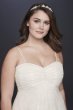 Pleated Plus Size Wedding Dress with Lace Overlay 9OP1357