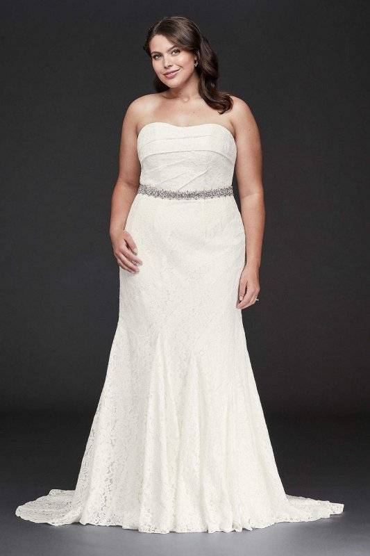 Strapless Floral Crochet Plus Size Wedding Dress 9OP1360