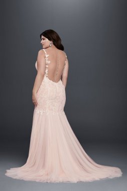 Leafy Lace Off Shoulder Tall Plus Wedding Dress 4XL8CWG891