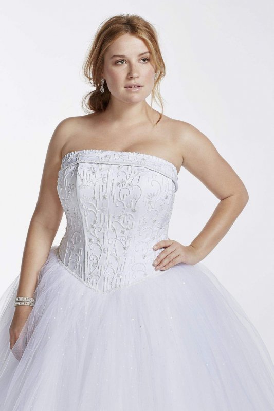 Tulle Plus Size Wedding Dress with Beaded Satin Collection 9T8017