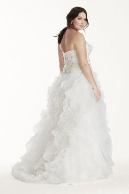 Jewel Organza Plus Size Wedding Dress with Ruffles Jewel 9WG3752