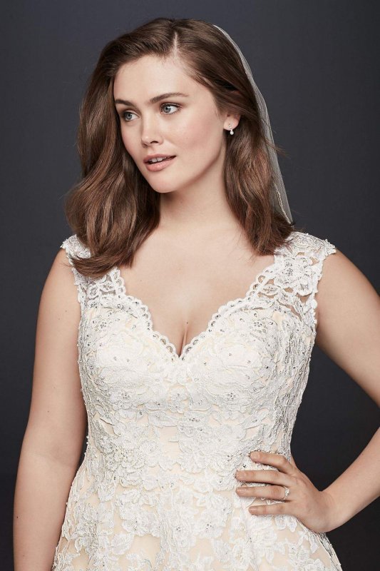 Scalloped Lace and Tulle Plus Size Wedding Dress Collection 9WG3850