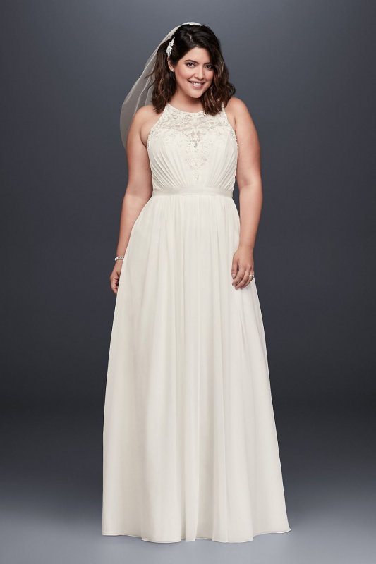 Beaded Chiffon Halter Plus Size Wedding Dress Collection 9WG3895