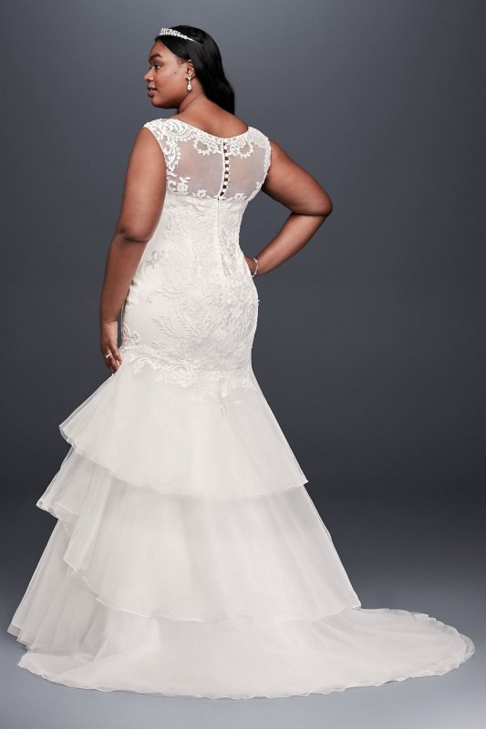Lace and Tiered Tulle Plus Size Wedding Dress Collection 9WG3897