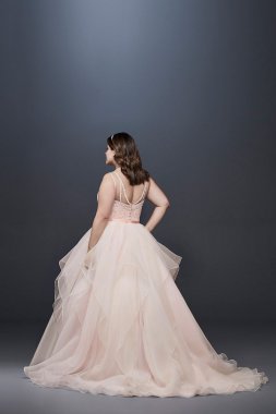 Plus Size Modest Ruffle Wedding Dress 8SLCWG568